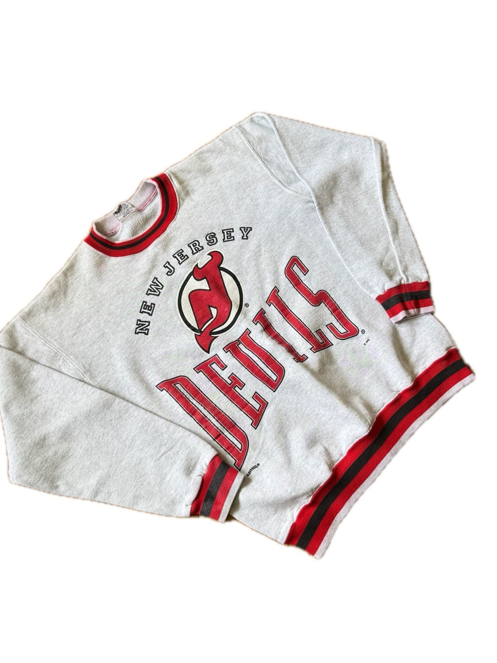 Vintage 90s Nutmeg New Jersey Devils Sweatshirt Men's Medium Gray NHL Hockey USA